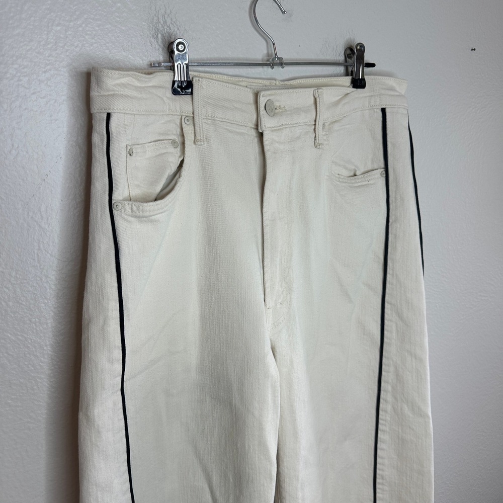 MOTHER The Half Pipe High-Rise Ankle Jeans Ivory Wide Leg Barrel Size 31 - Picture 10 of 12